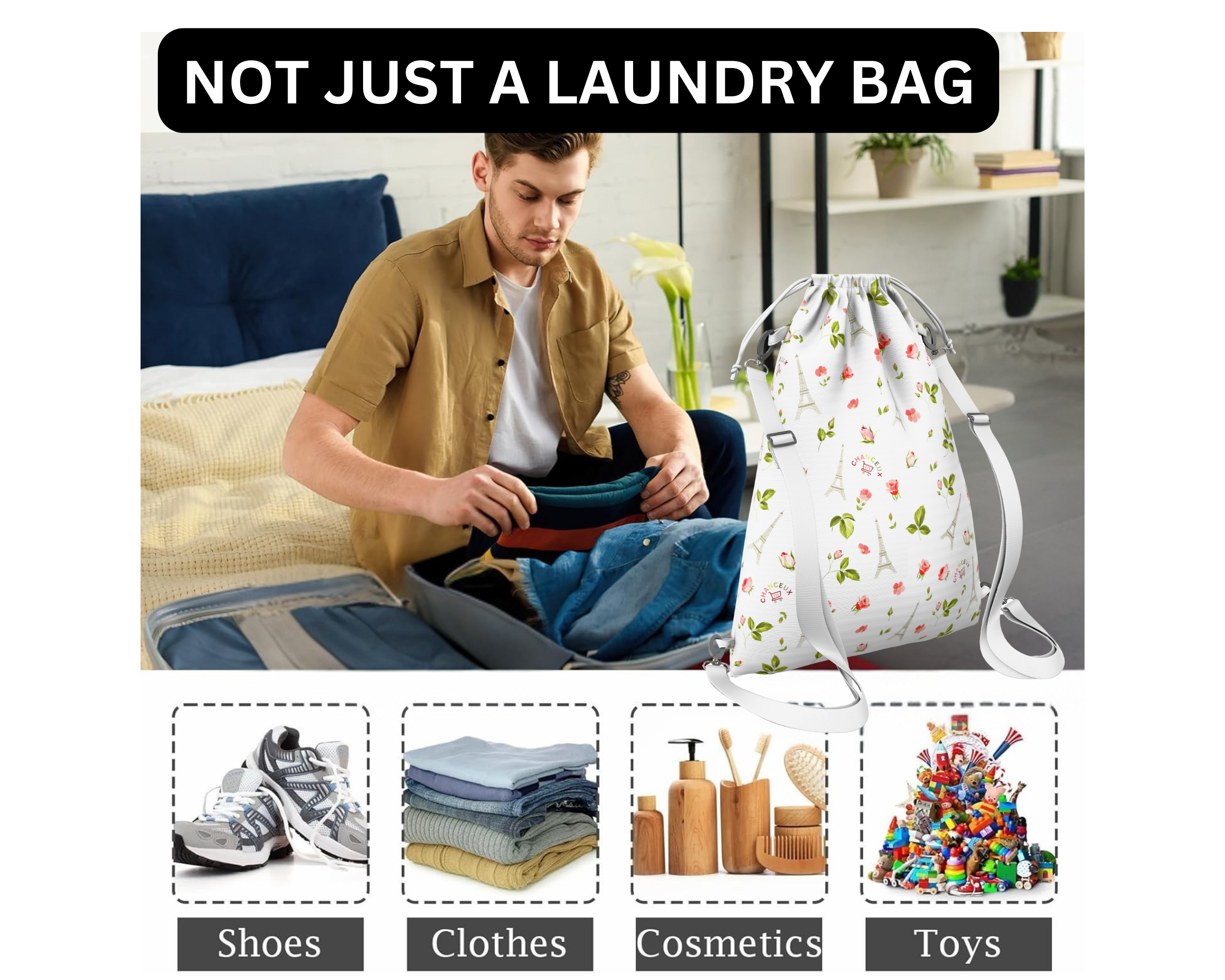 Waterproof Travel Laundry Bags#Color_WhiteParis