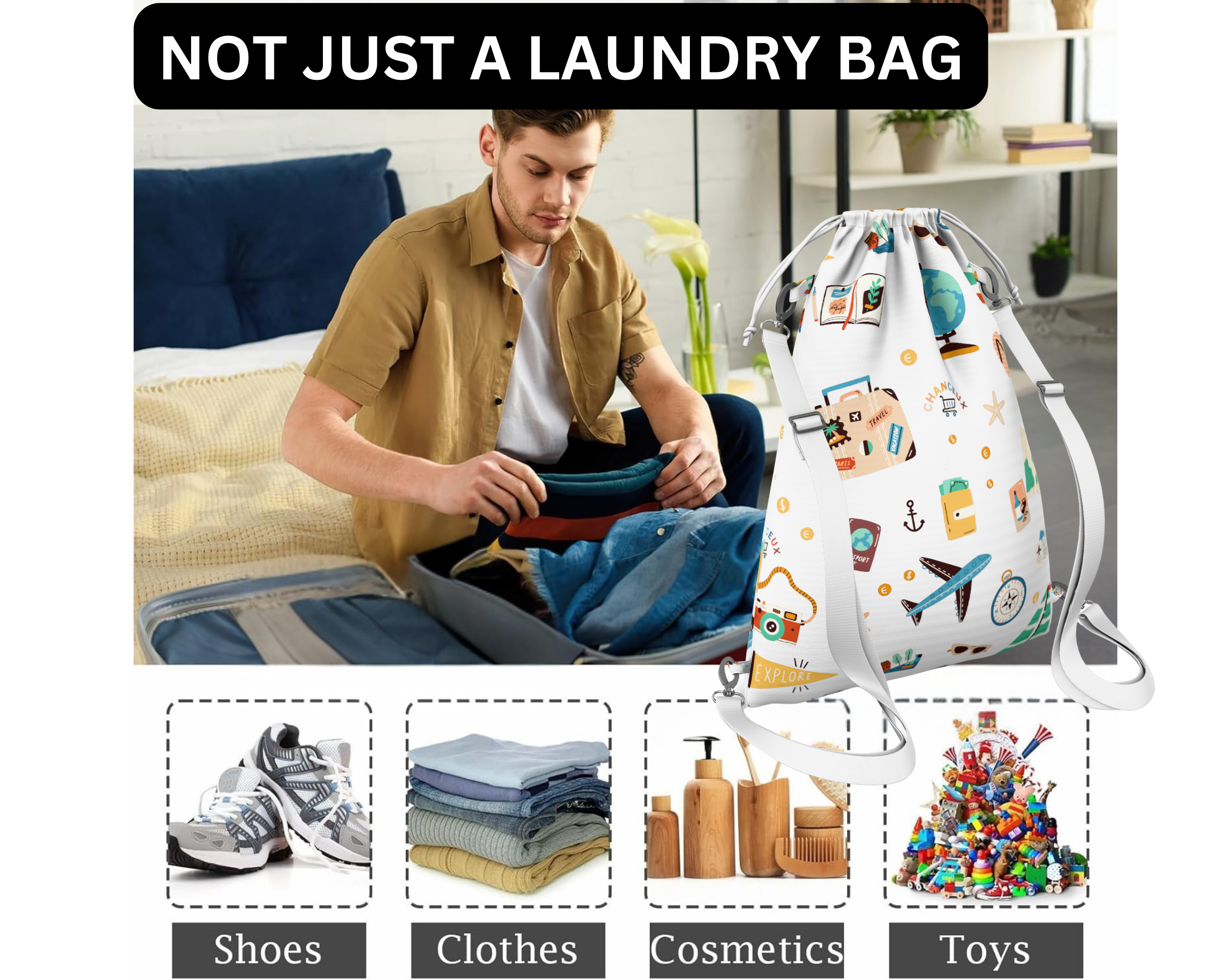 Waterproof Travel Laundry Bags#Color_WhiteTravel