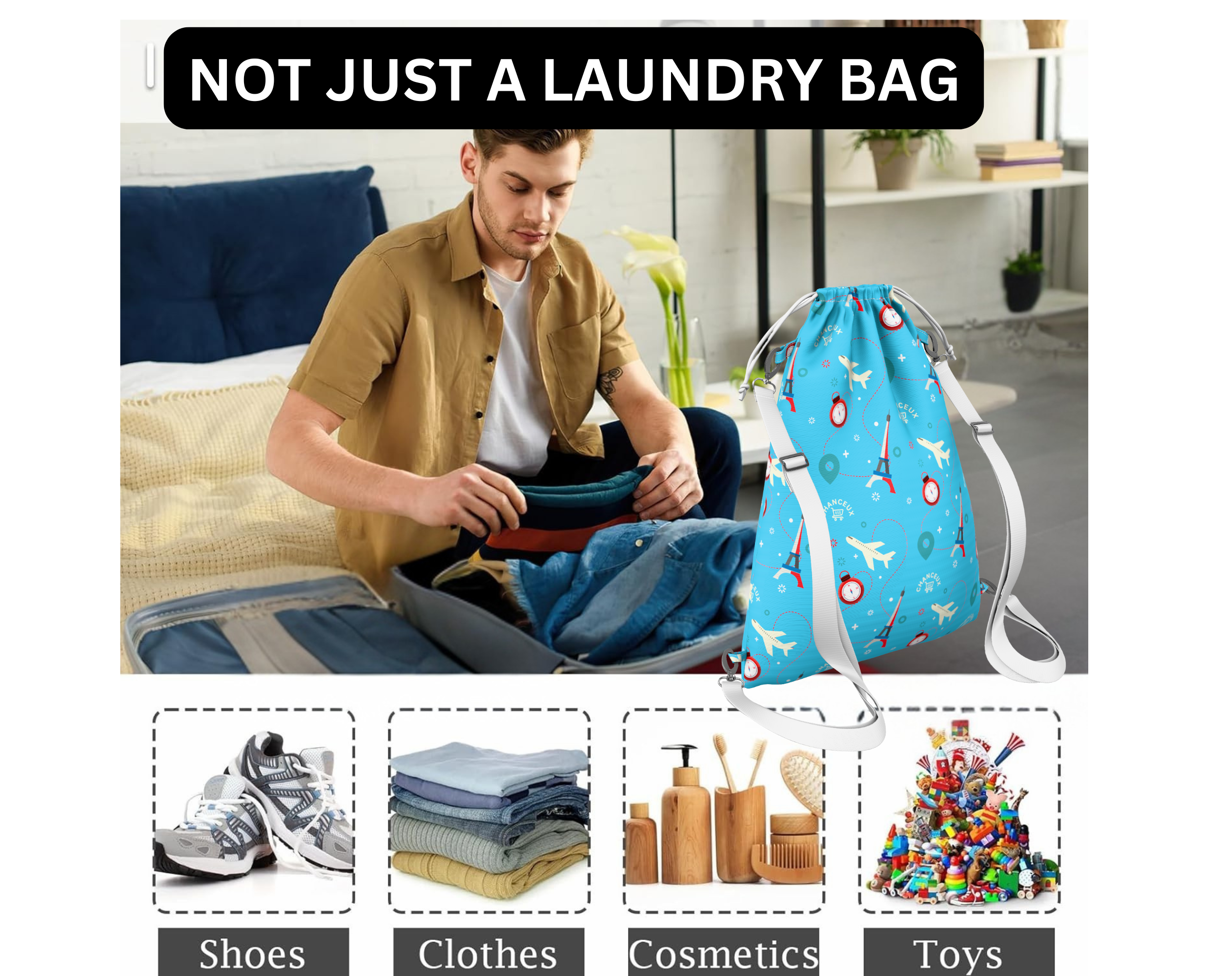 Waterproof Travel Laundry Bags#Color_BlueParis