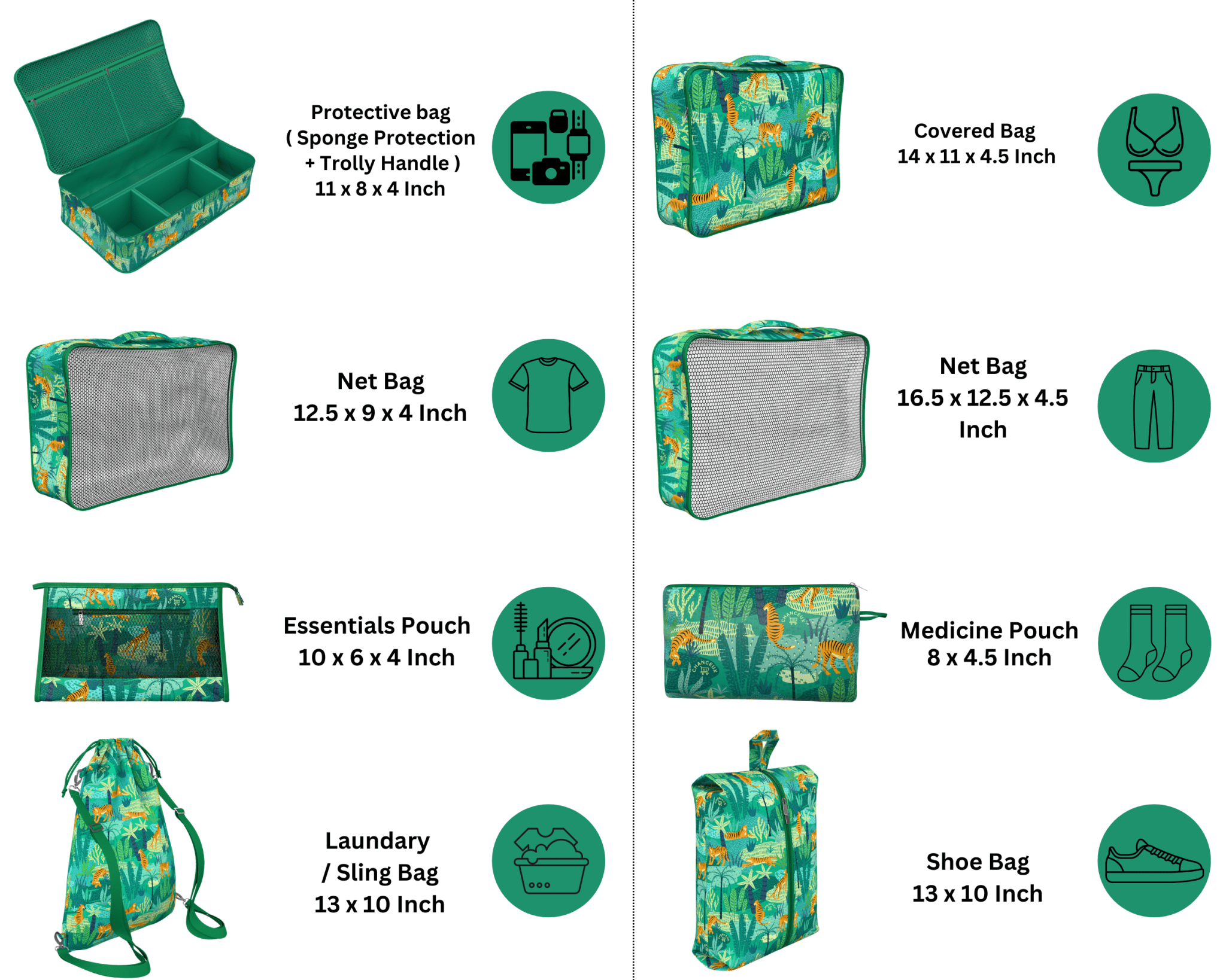 8-Piece Travel Organizer#Color_Green