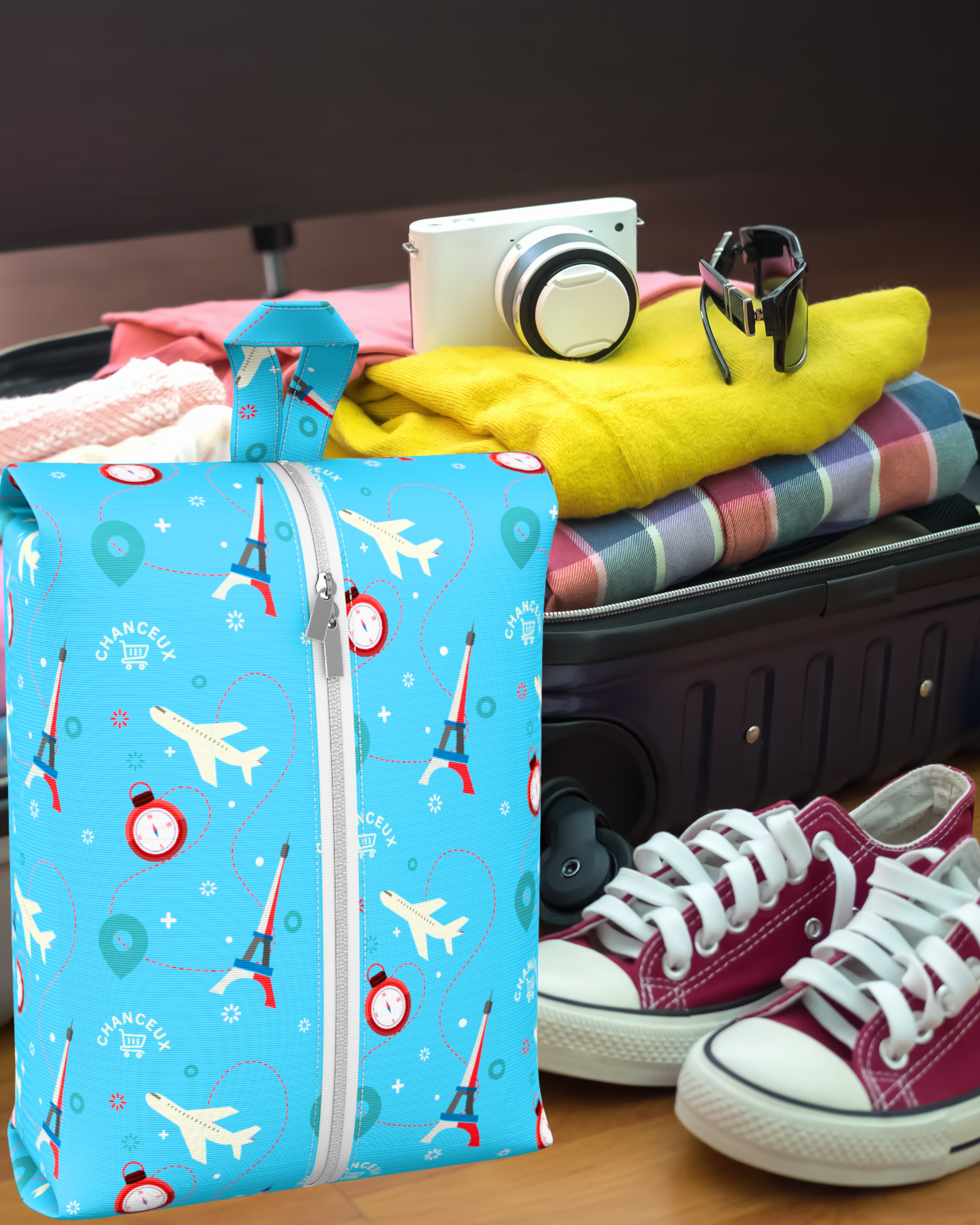Waterproof Travel Shoe Bags#Color_BlueParis