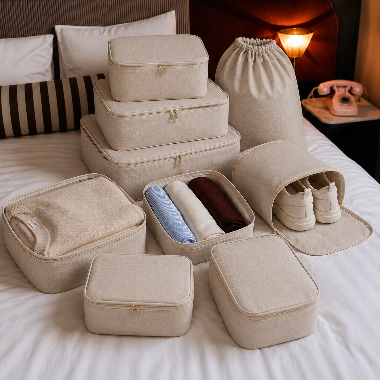 8 Pcs Essential Kit#Color_Oatmeal beige 8E