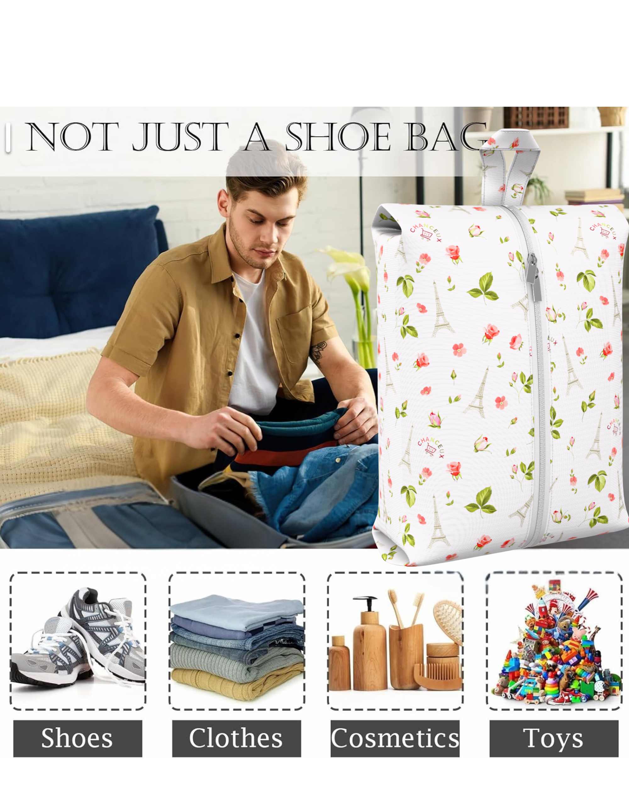 Waterproof Travel Shoe Bags#Color_WhiteParis