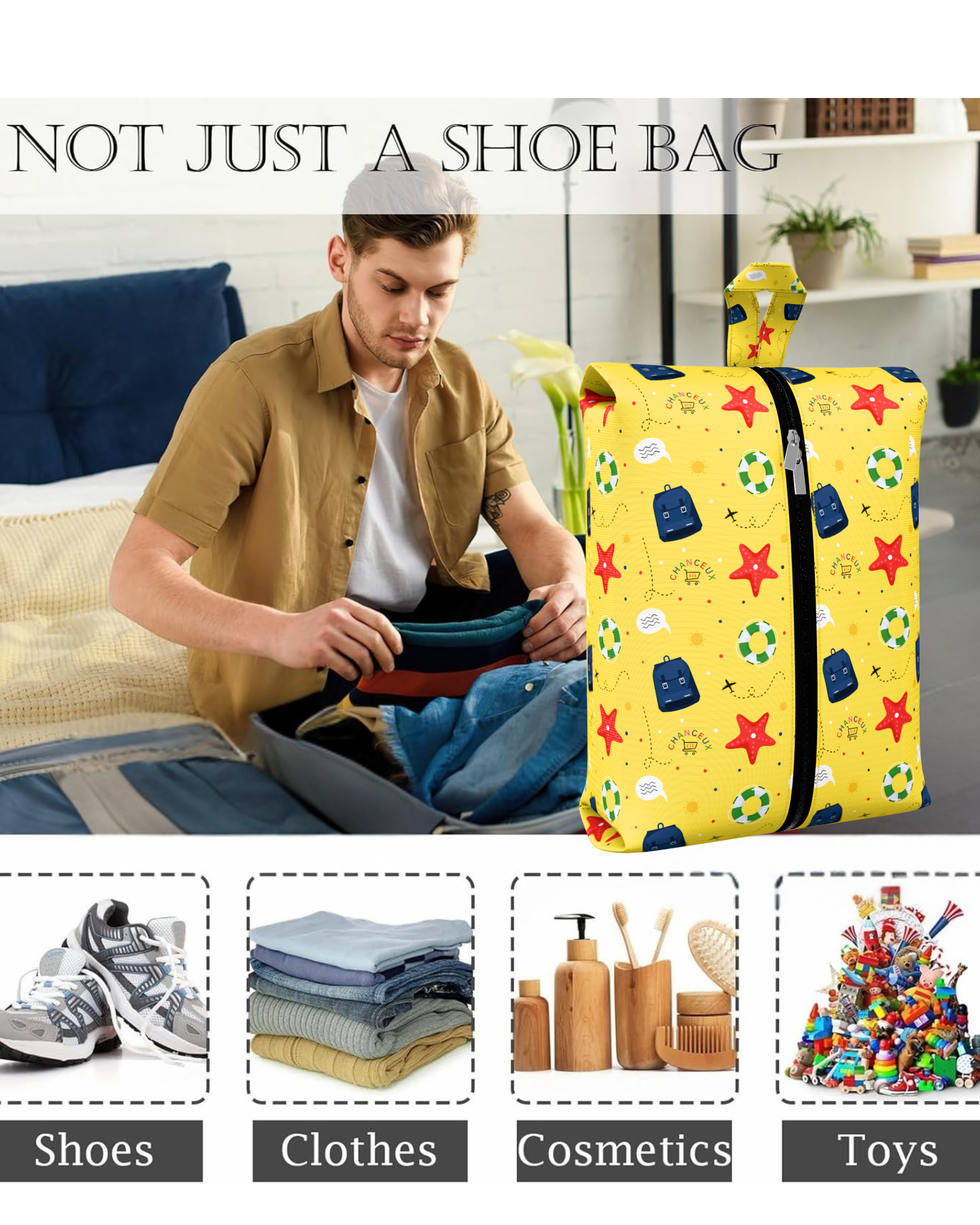 Waterproof Travel Shoe Bags#Color_YellowBeach