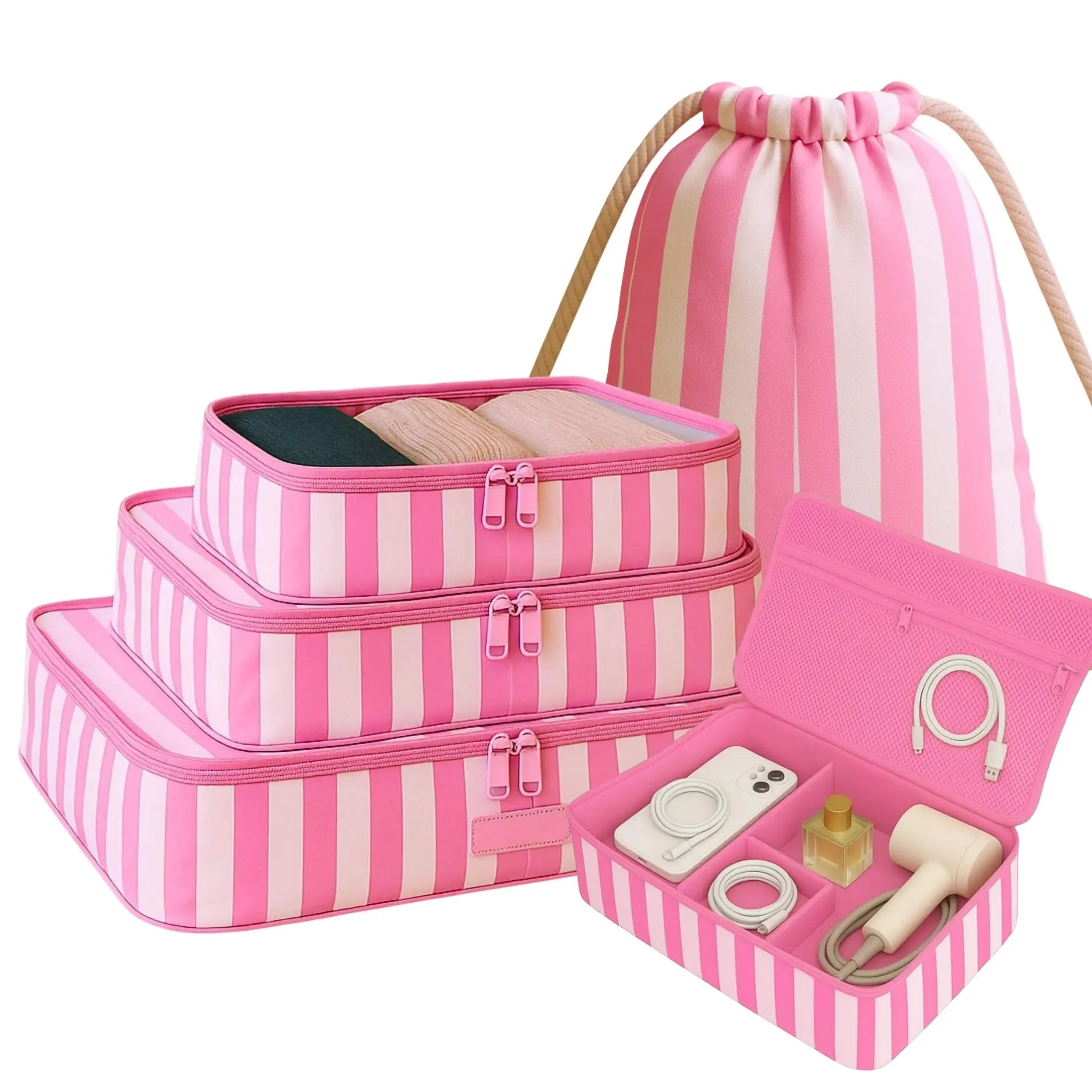 5 Pcs Premium Kit#Color_Pink Stripes 5P