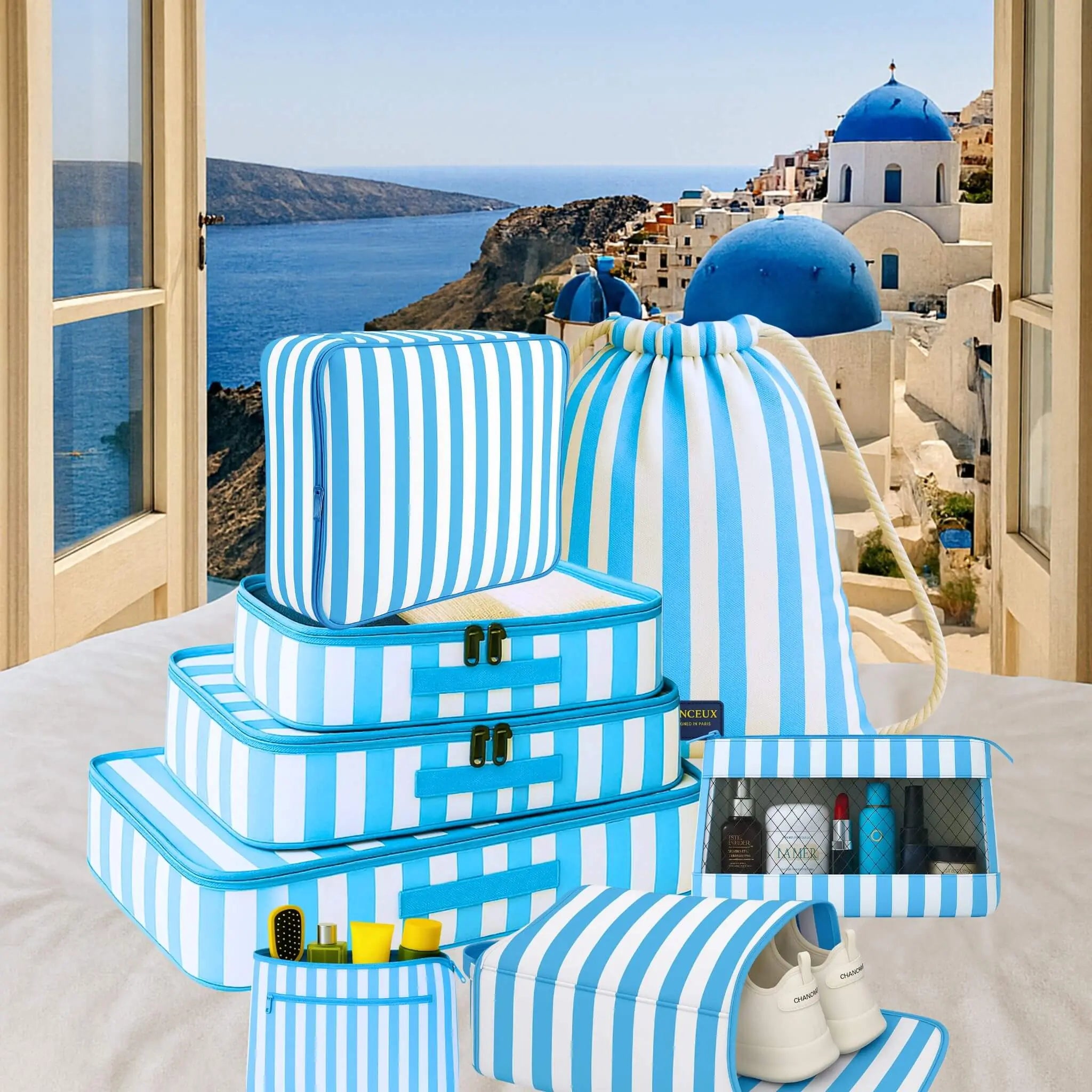 8 Pcs Essential Kit#Color_Blue Stripes 8E