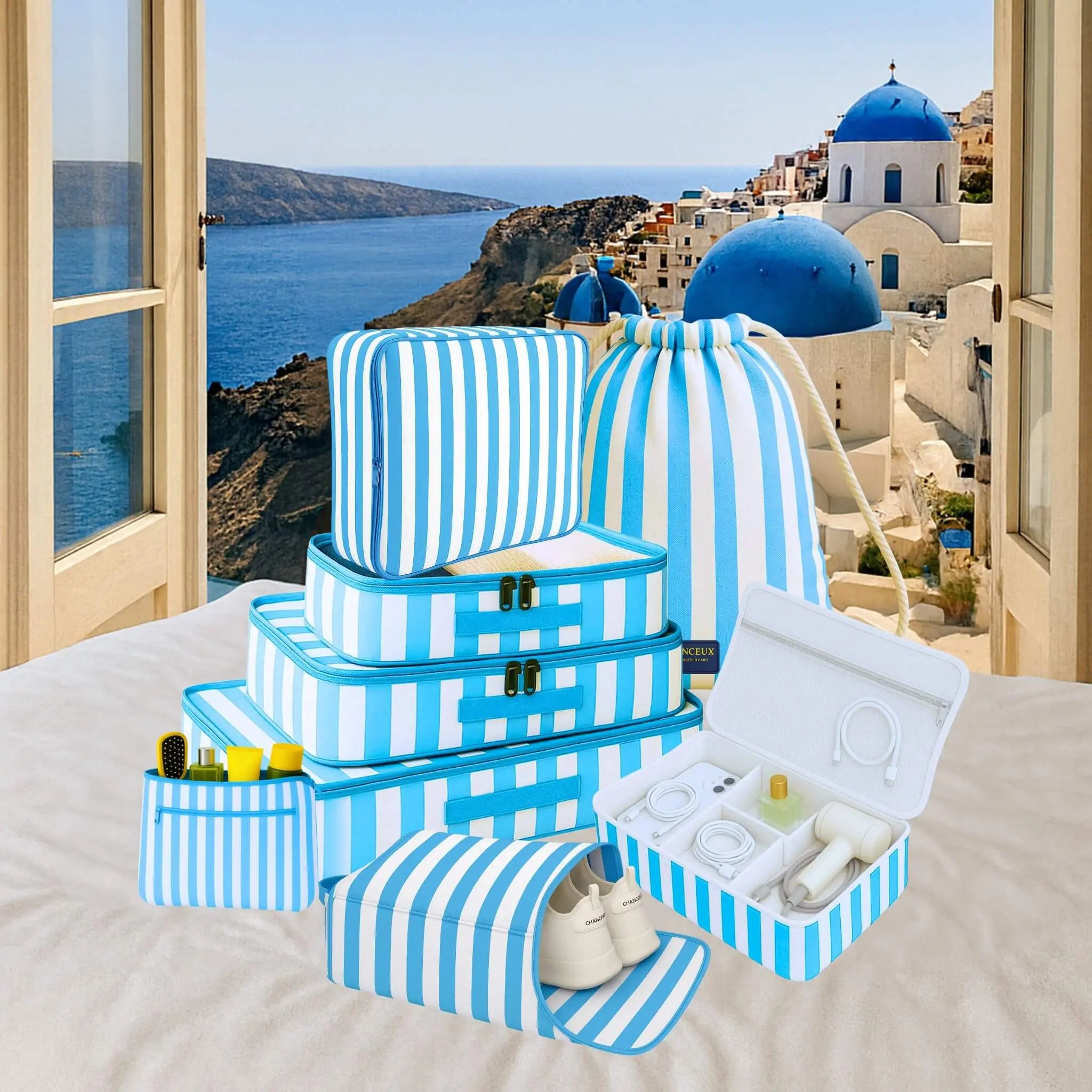 8 Pcs Premium Kit#Color_Blue Stripes 8P