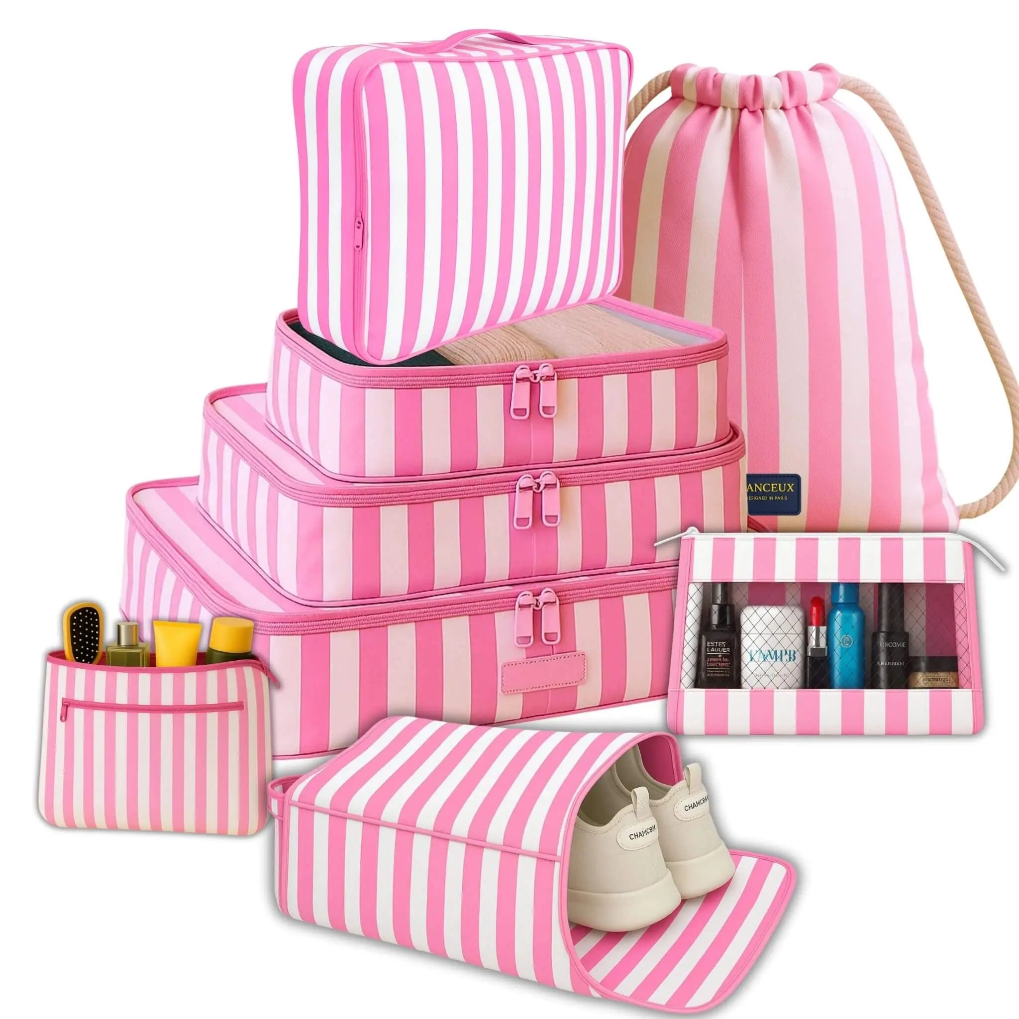 8 Pcs Essential Kit#Color_Pink Stripes 8P