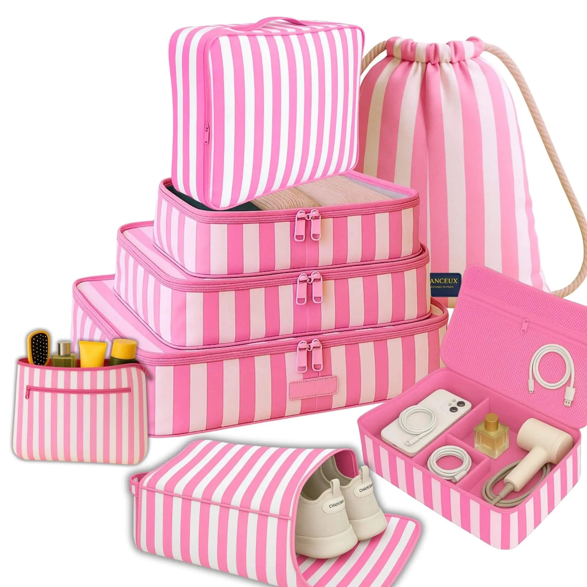 8 Pcs Premium Kit#Color_Pink Stripes 8P