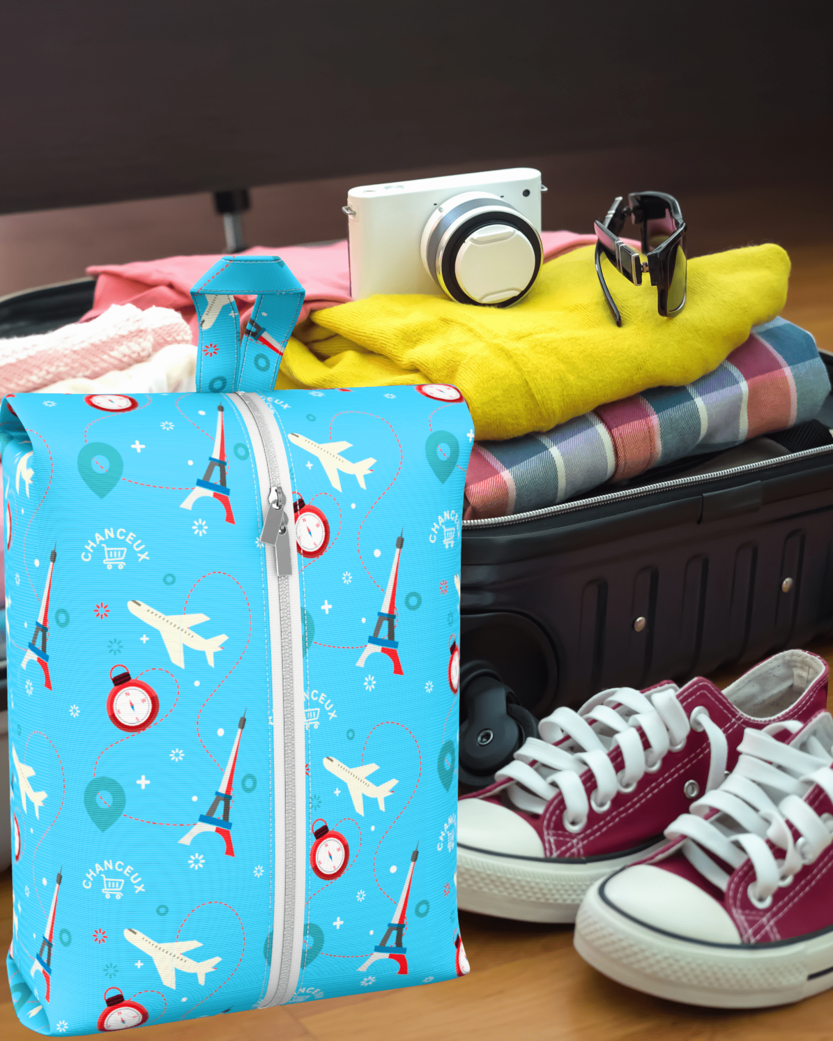 Waterproof Travel Shoe Bags#Color_BlueParis