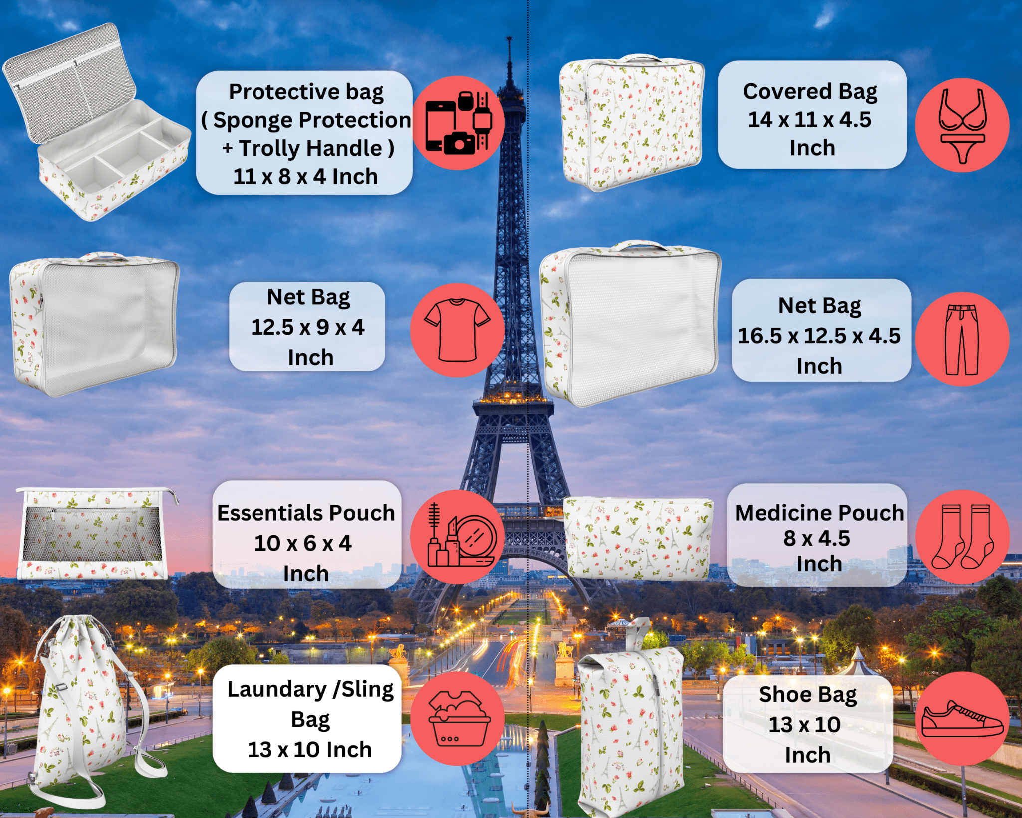 8-Piece Travel Organizer#Color_White