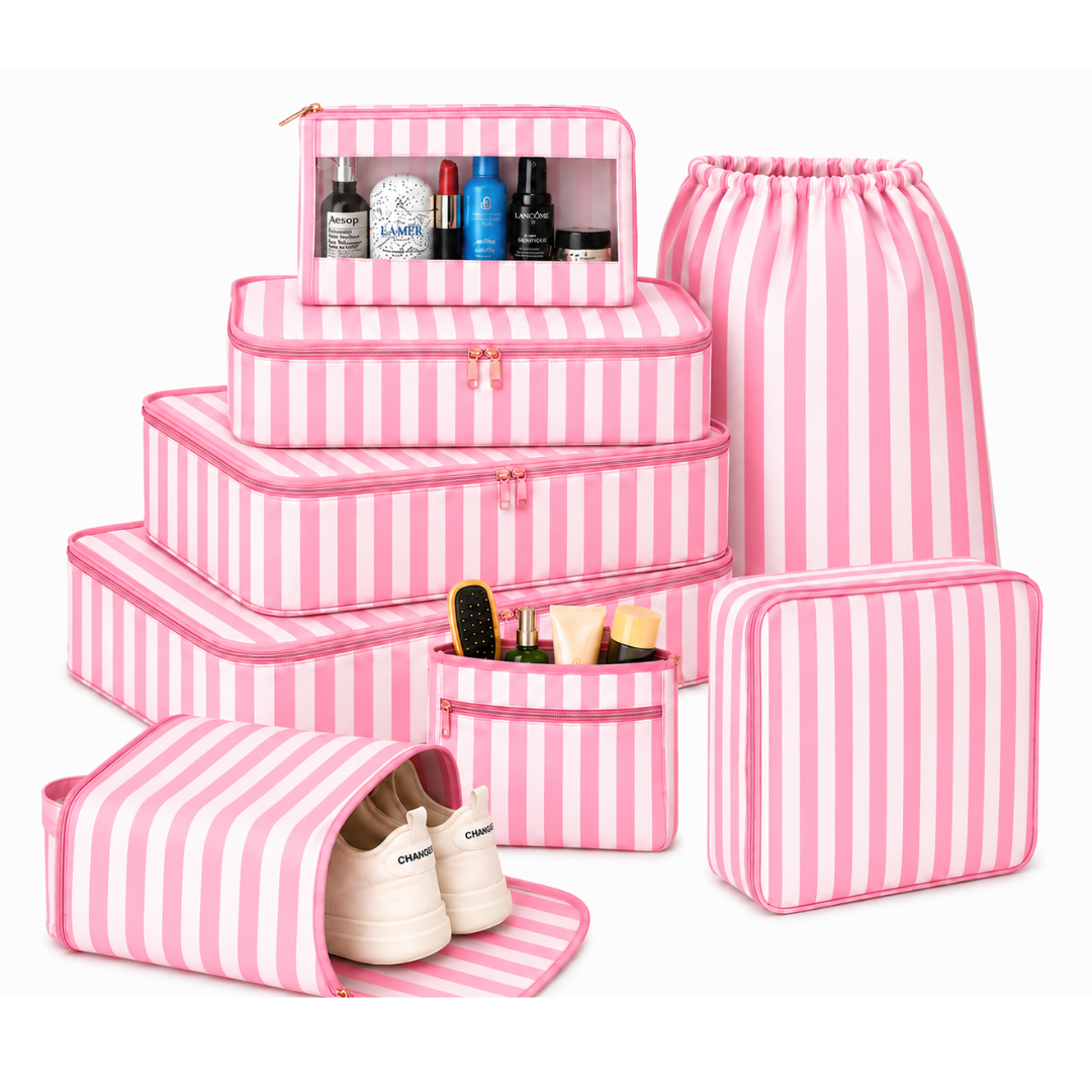 8 Pcs Essential Kit#Color_Pink Stripes 8E