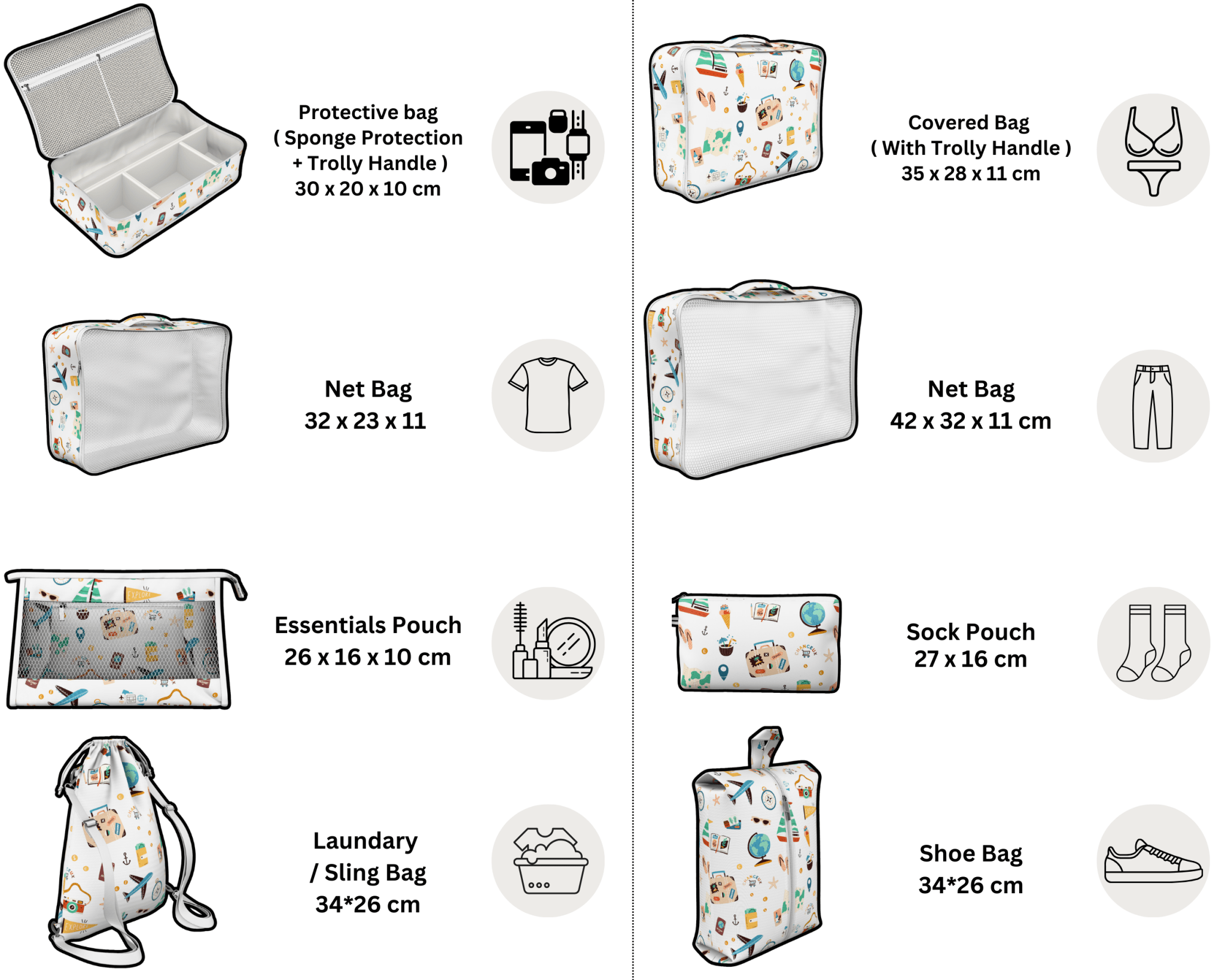 8-Piece Travel Organizer#Color_Whitetravel