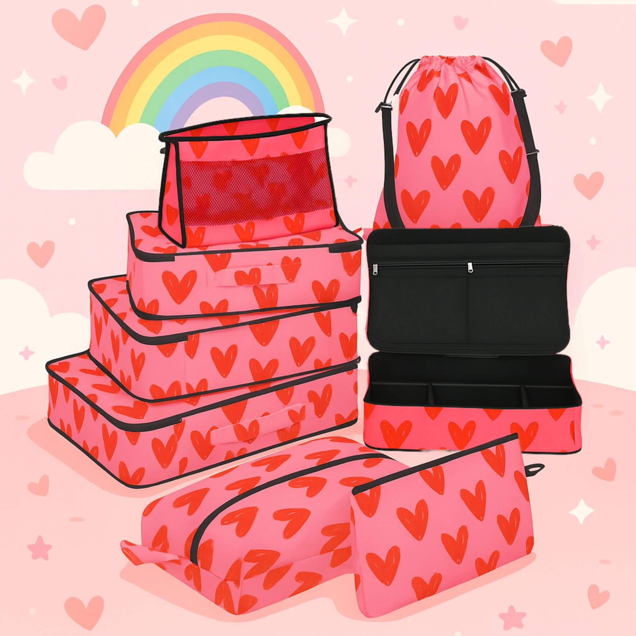 8 Pcs Travel Organiser Kit (w Makeup/ Medicine Bag)