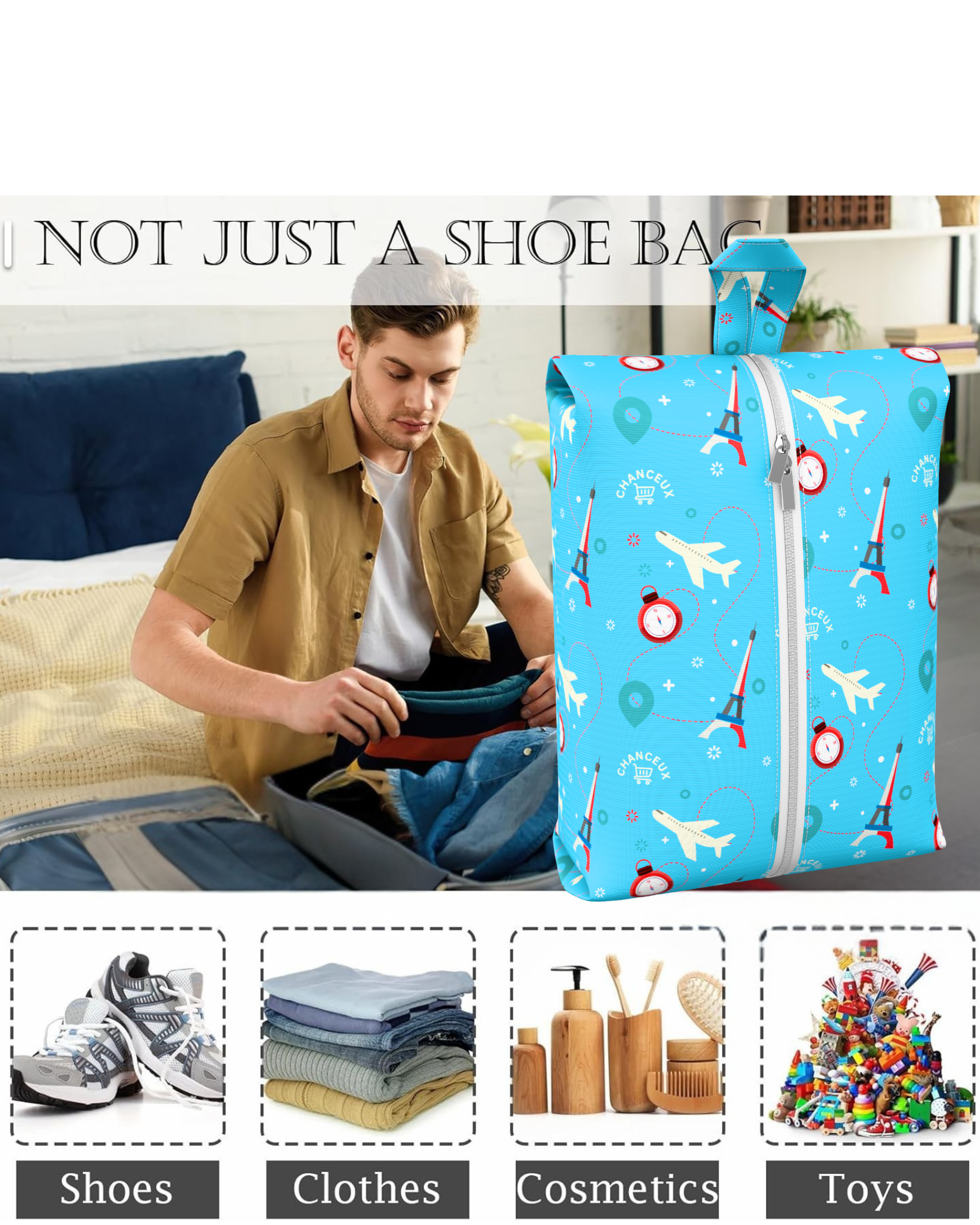 Waterproof Travel Shoe Bags#Color_BlueParis