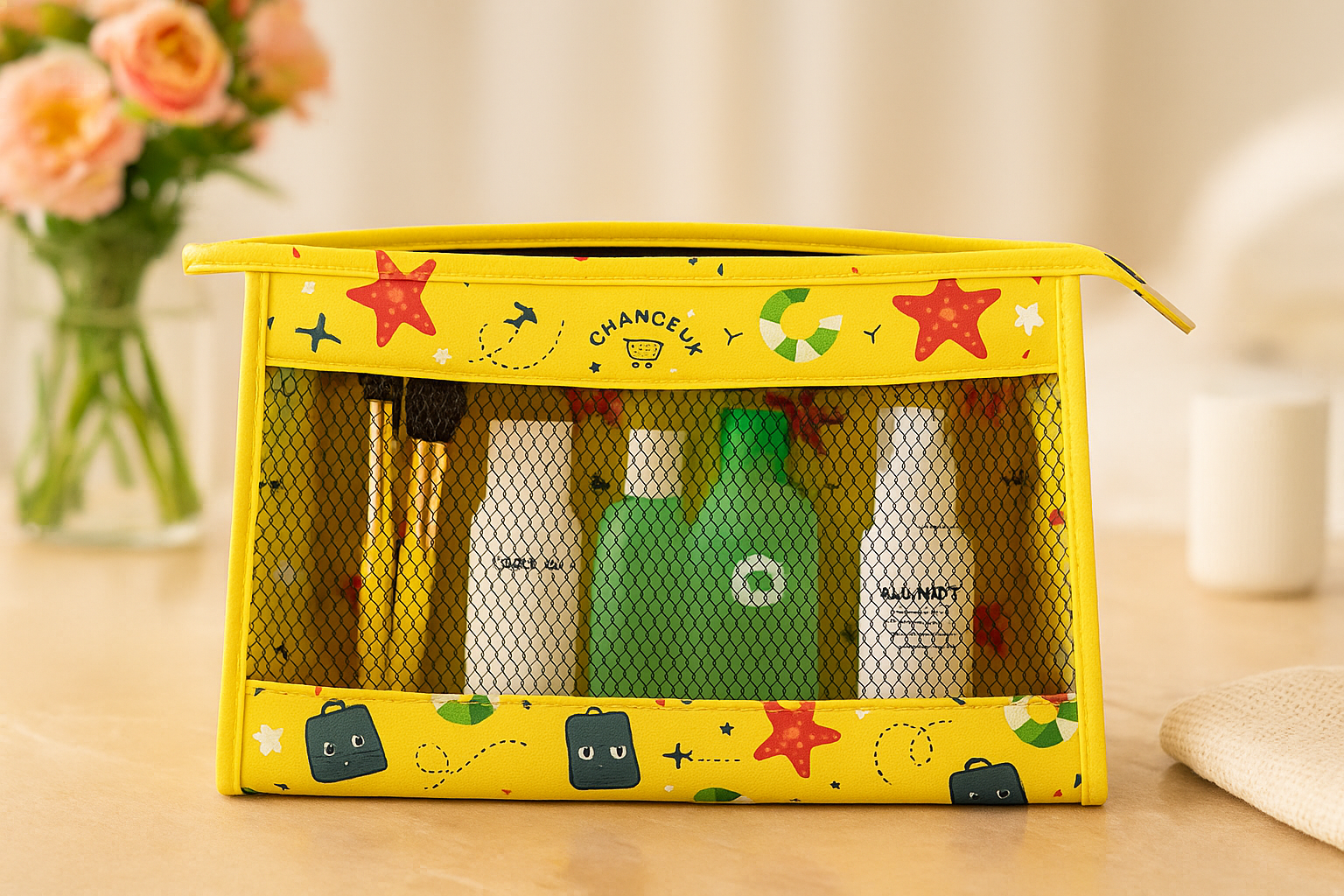 Mesh Organizer Pouch#Color_Yellow