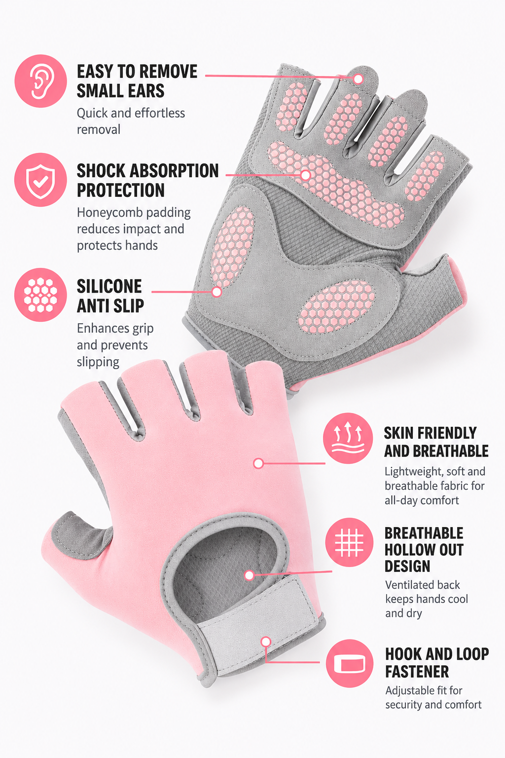 PowerGrip Pro™ Rose Gym Gloves
