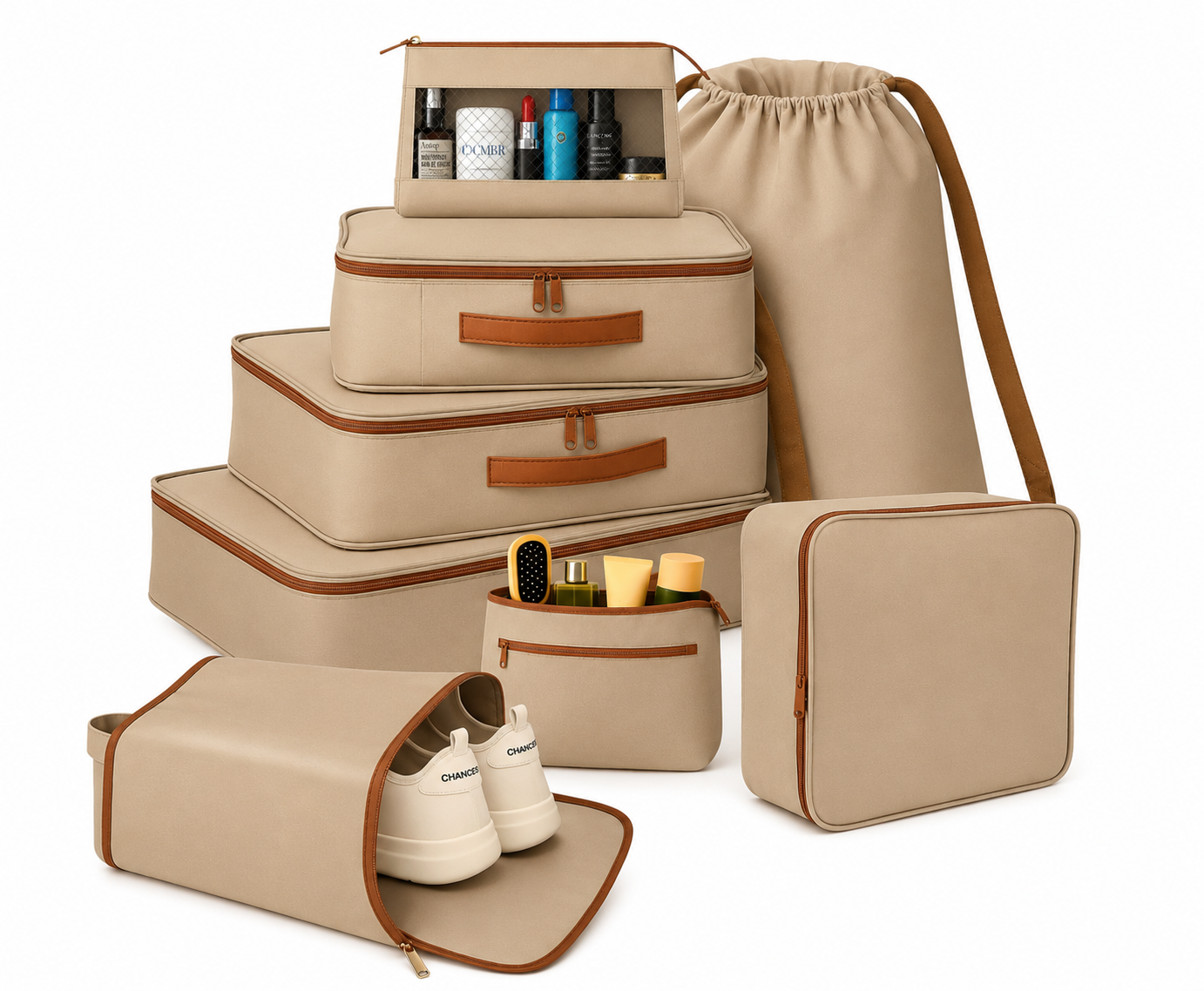 8 Pcs Essential Kit#Color_Oatmeal beige 8E