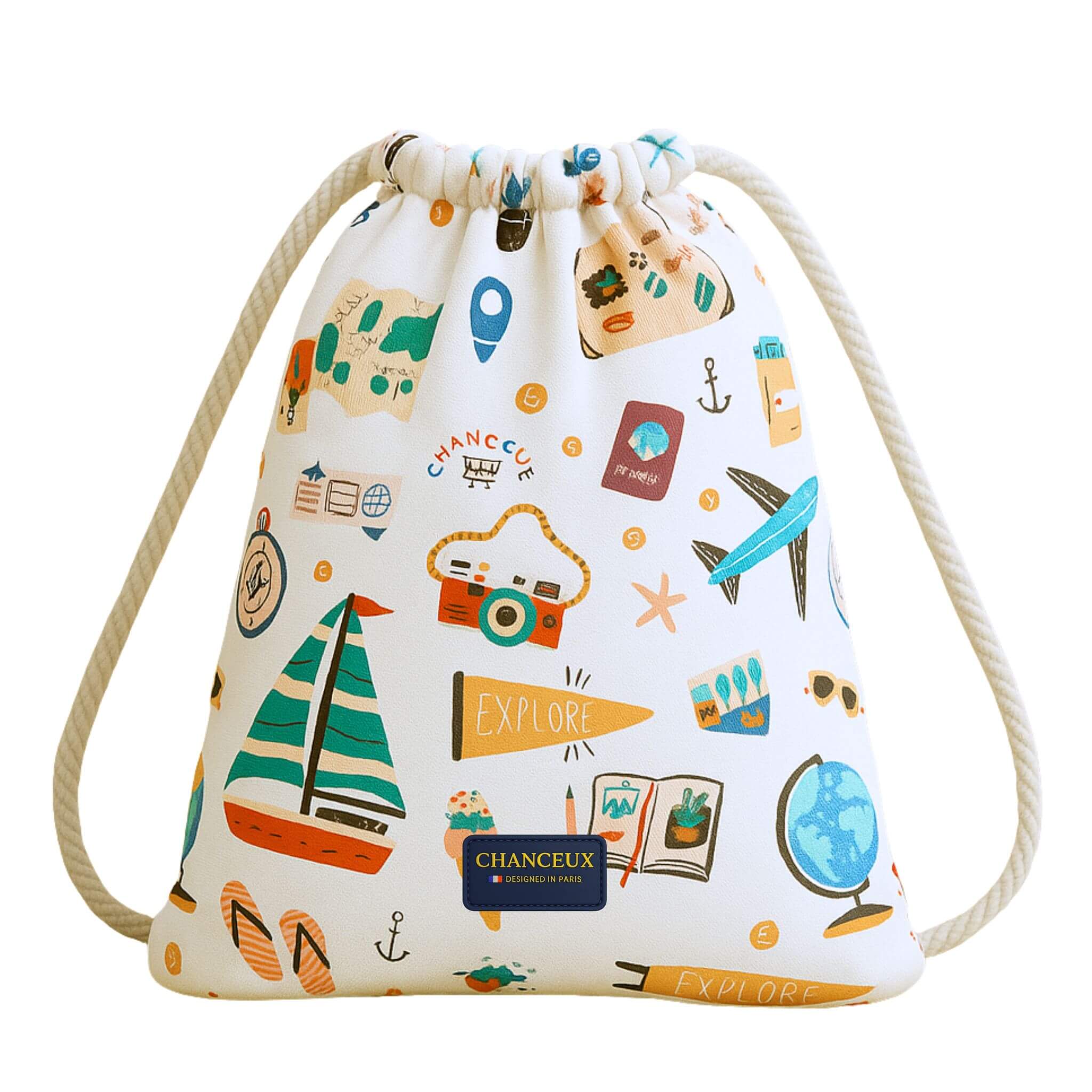 Drawstring Bagpack#Color_White Travel