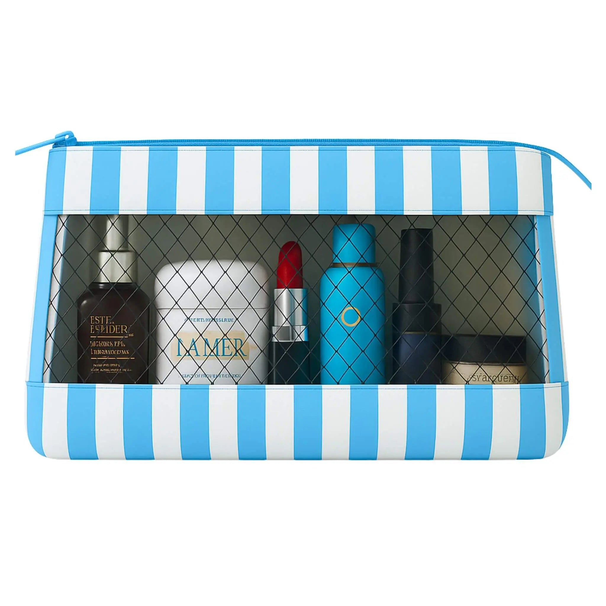 Mesh Organizer Pouch#Color_Mesh Pouch - Blue Stripes