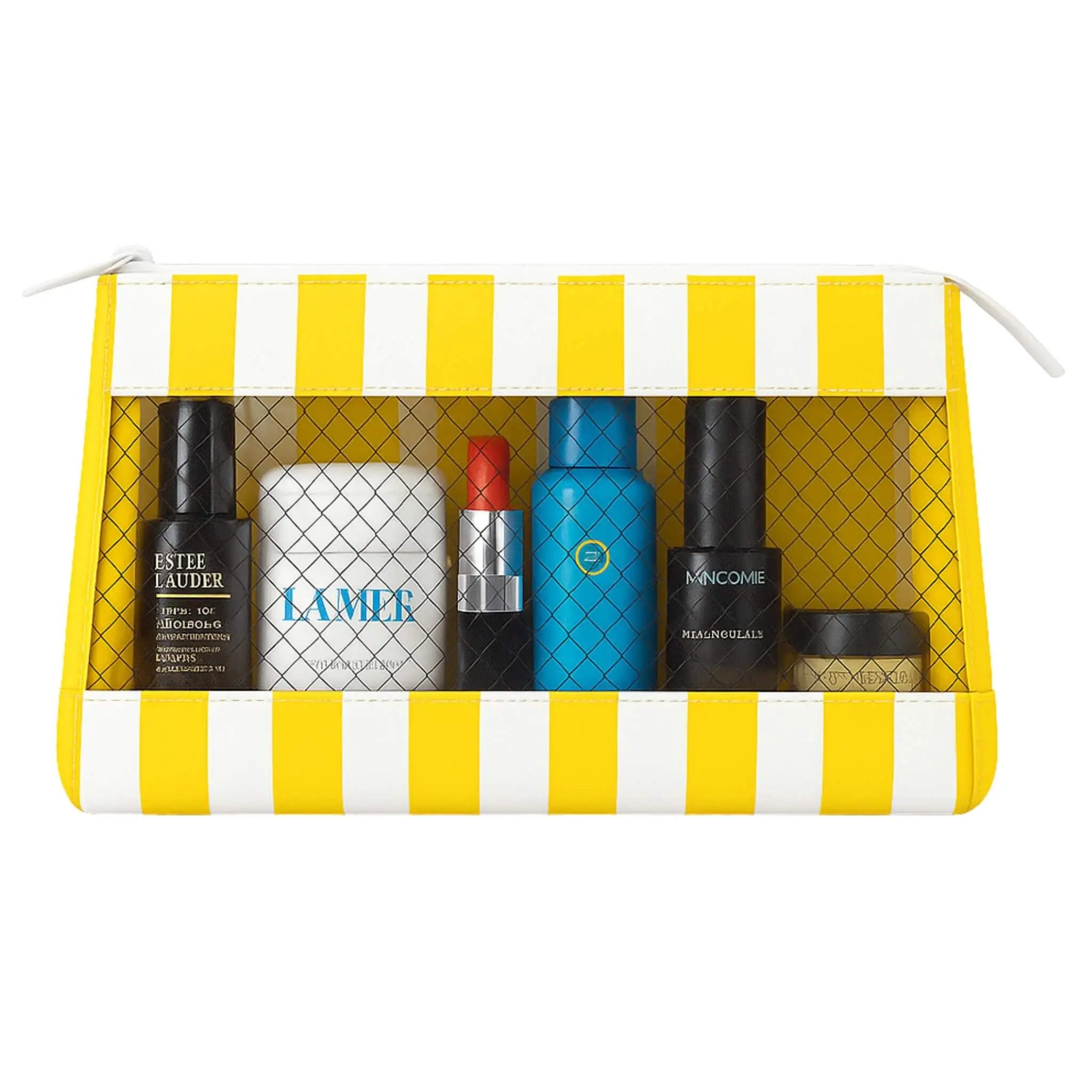 Mesh Organizer Pouch#Color_Mesh Pouch - Yellow Stripes