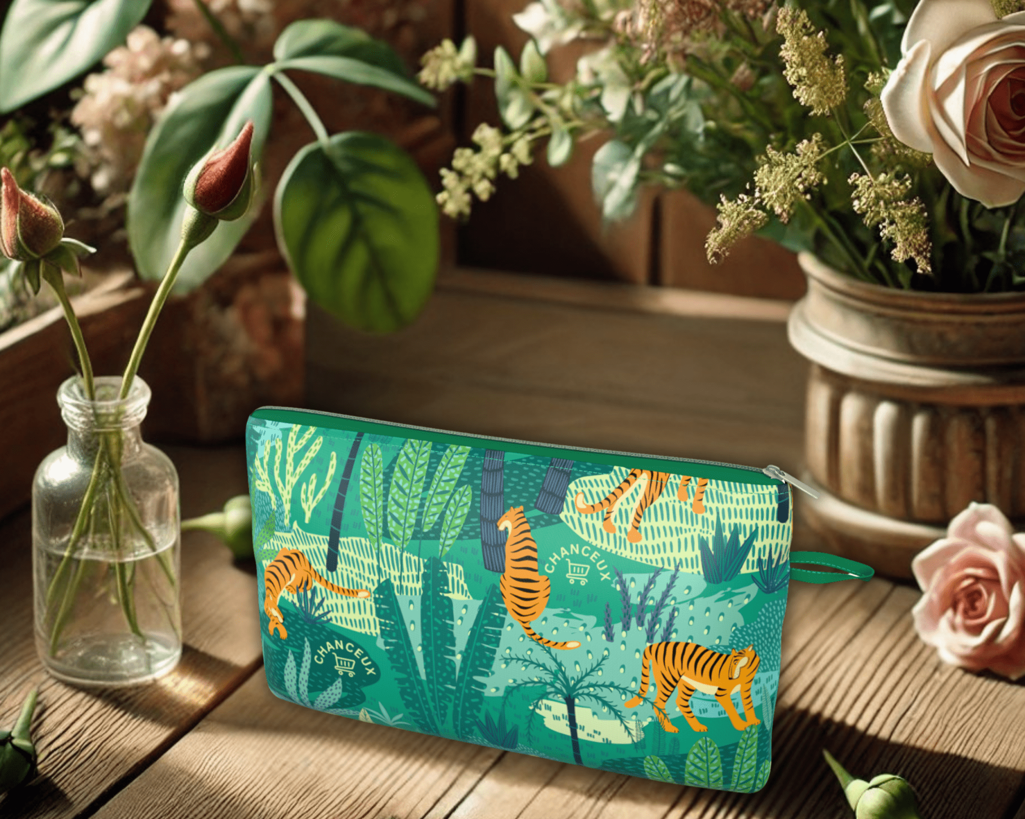 Makeup | Medicine - Pouch#Color_Small Pouch - Green Tiger